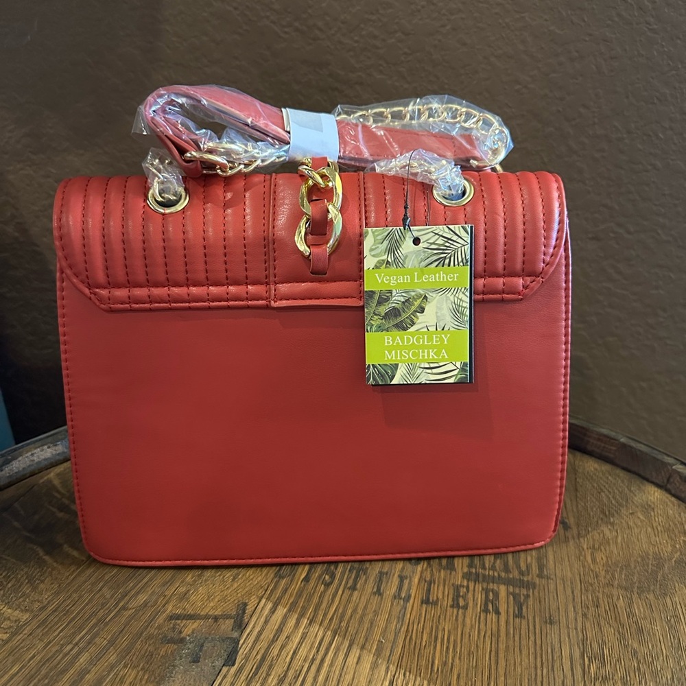 Badgley Mischka Red Quilted Bag - Picture 2 of 6
